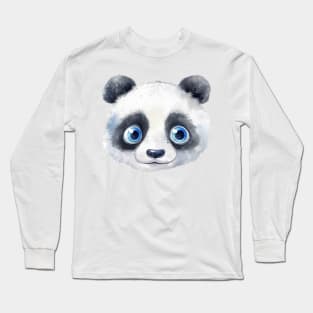 Panda Bear Watercolor Long Sleeve T-Shirt